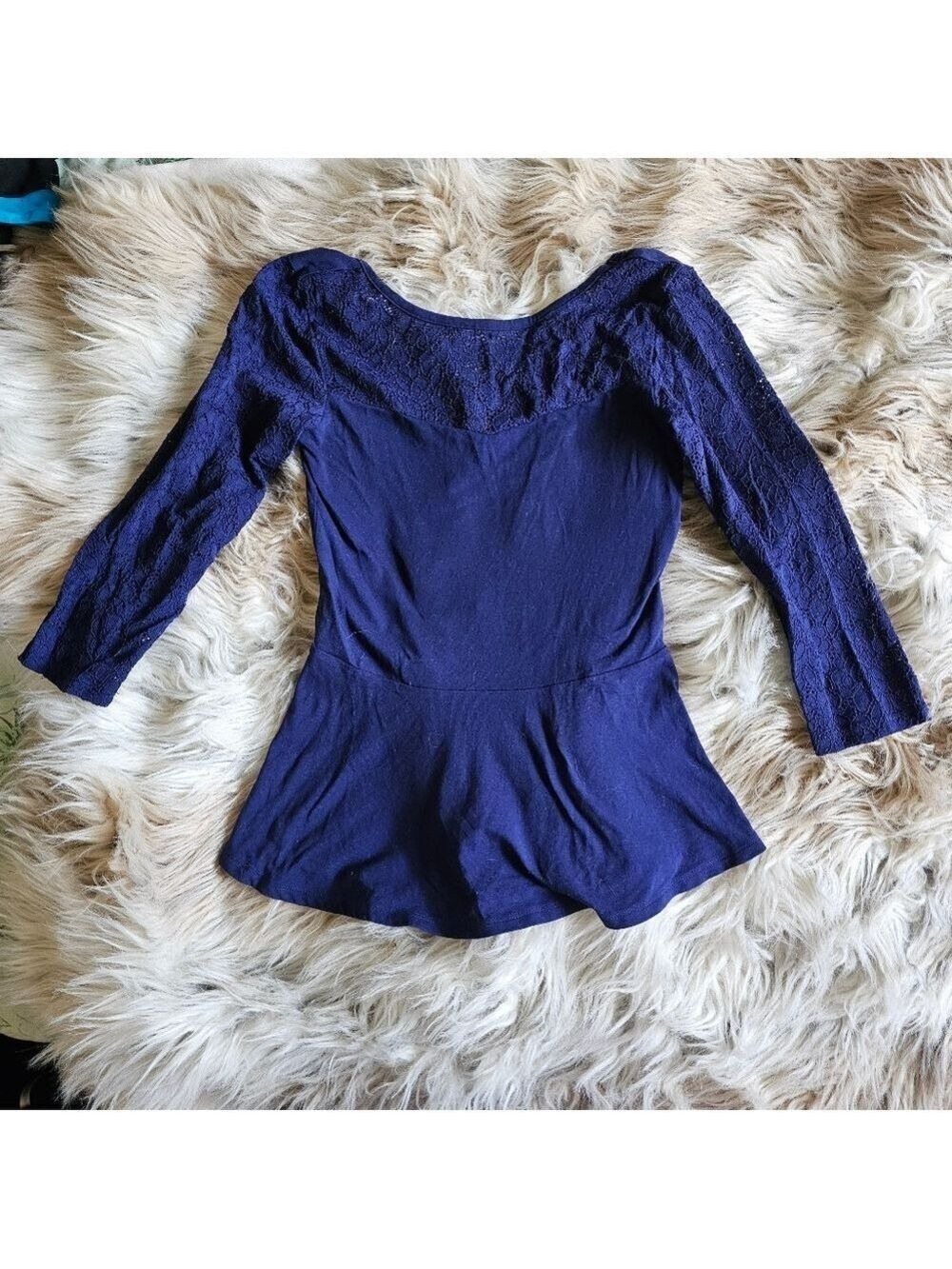 Women's Top Lace Peplum Blue Purple